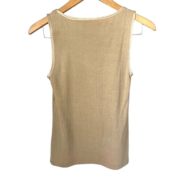 Chico's Picot Shimmer New Khaki Ribbed Tank - Picture 2 of 5